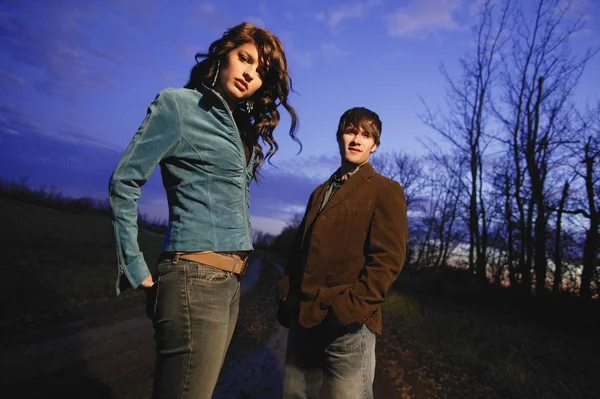 Young Trendy Man And Woman Outside — Stock Photo, Image