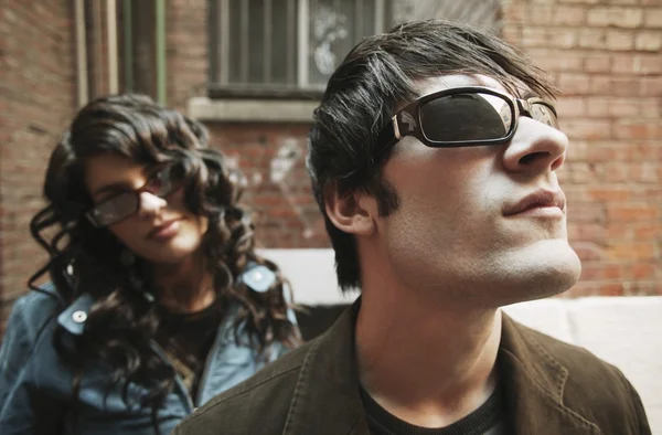 Trendy Couple Wearing Sunglasses — Stock Photo, Image