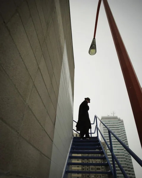 A Businessman Ascending A Stairway — Stock Photo, Image