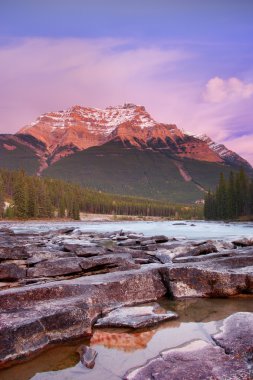 Mount Kerkeslin, Athabasca Falls, Jasper National Park, Jasper, Alberta, Canada clipart