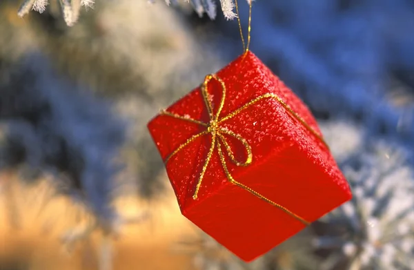 Kırmızı hediye closeup — Stok fotoğraf