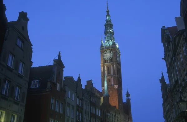 Primăria din Twilight Gdansk Polonia — Fotografie, imagine de stoc