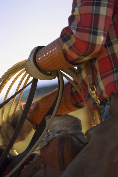 Closeup Of Cowboy With Lasso — Stock Photo, Image