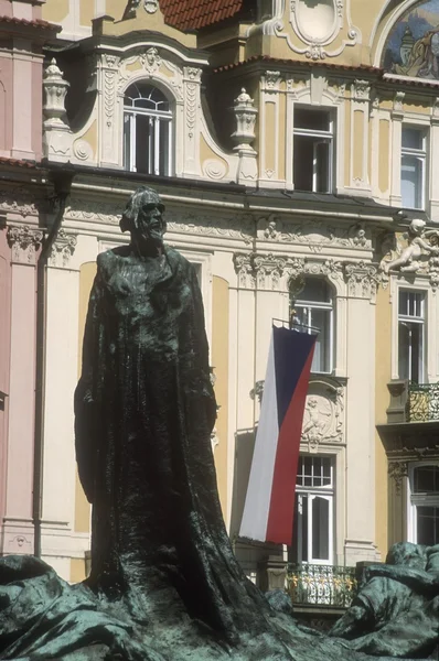 Huss Memorial Piazza della Città Vecchia (Staromestske Namesti) Praga Repubblica Ceca — Foto Stock