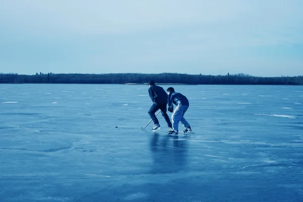 Jouer au hockey ensemble — Photo