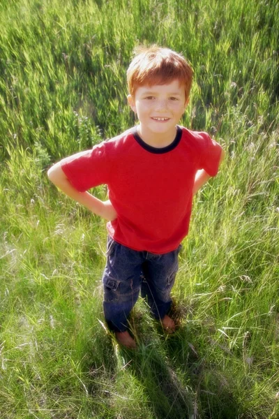 Portrait Of A Young Boy Outside (Outdoors) — Stock Photo, Image