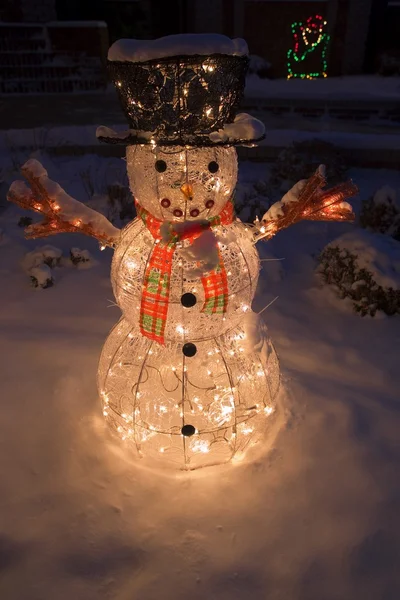 Boneco de neve iluminado — Fotografia de Stock