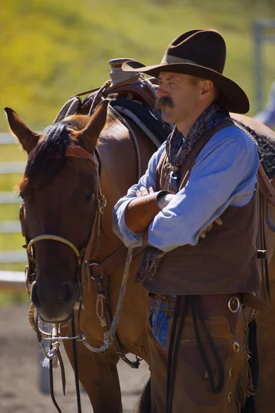 A Cowboy And His Horse — Stock Photo, Image