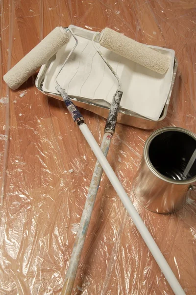 Paint Rollers And Paint Can — Stock Photo, Image