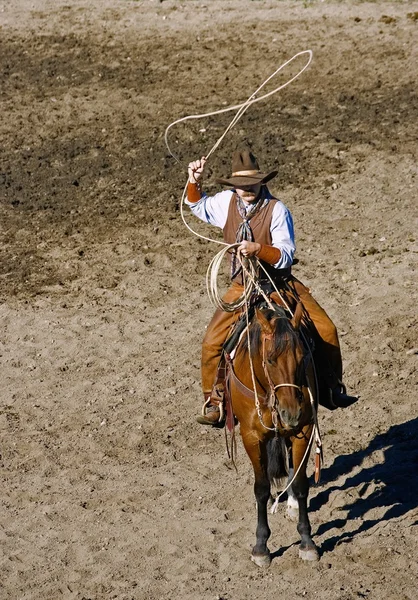 Cowboy com laço — Fotografia de Stock