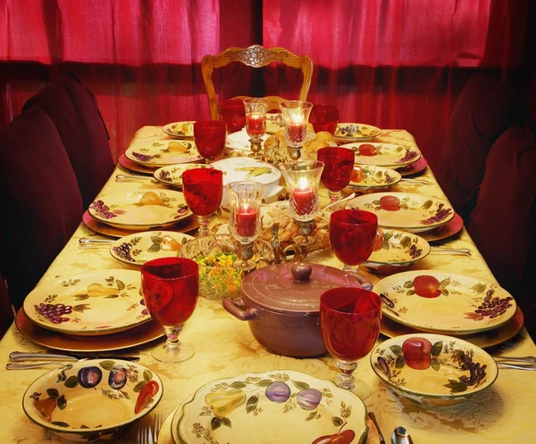 추수 감사절 식사를 위한 테이블 — 스톡 사진