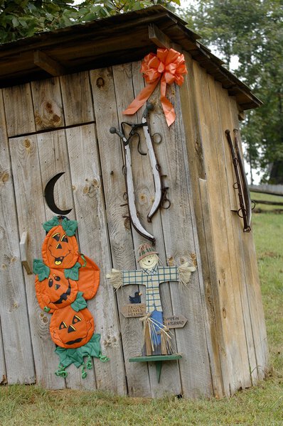 Outhouse Decorated For Halloween