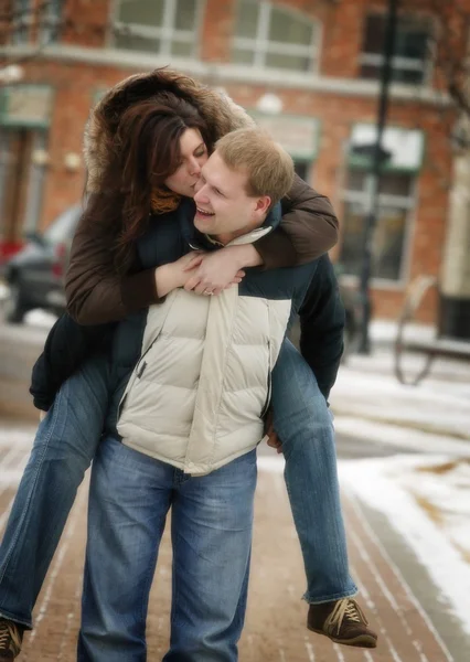 Couple On Winter Walk — Stock Photo, Image