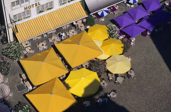 Aerial View Of Street Cafés