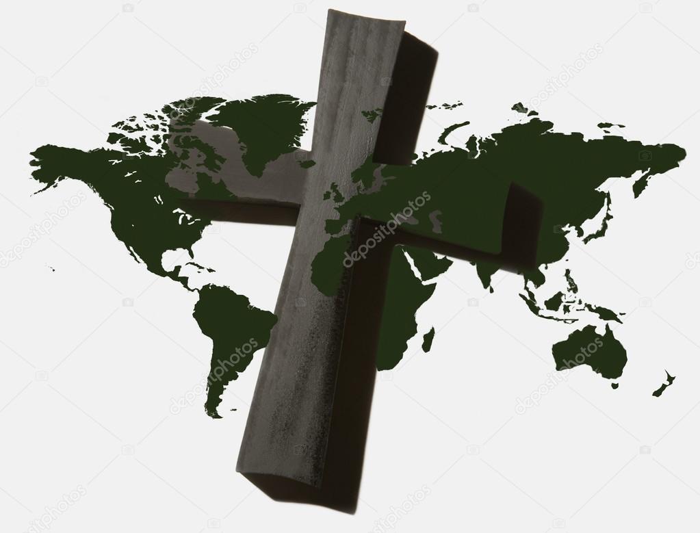 World Map With Cross