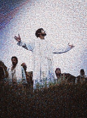 Mosaic Of Jesus Christ And Crowd clipart