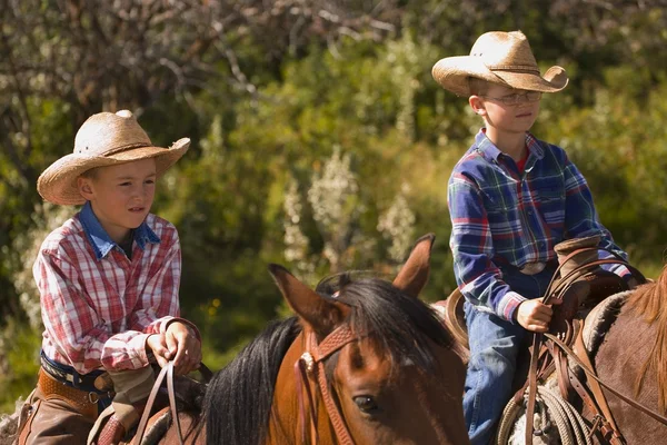 Two Boys On Horses — Stock Photo, Image