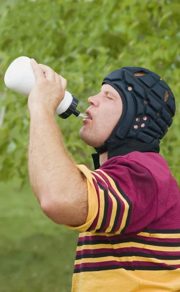Rugby Player Drinking Water — Stock Photo, Image