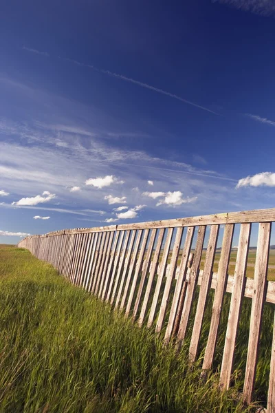 Деревянный пограничный забор в Южной Альберте, Канада — стоковое фото