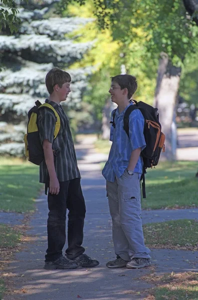 Two Boys With Backpacks — Stock Photo, Image