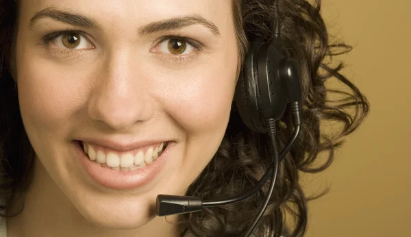 Woman With Headset — Stock Photo, Image