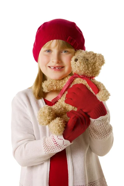 Chica joven con oso — Foto de Stock
