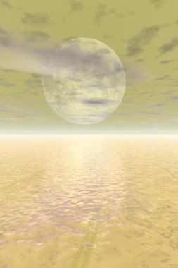 Moon Setting Over Water clipart