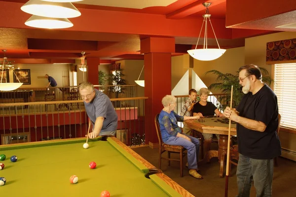 Seniors Pool Night — Stock Photo, Image