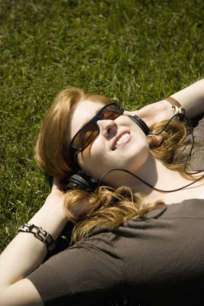 Listening To Headphones — Stock Photo, Image