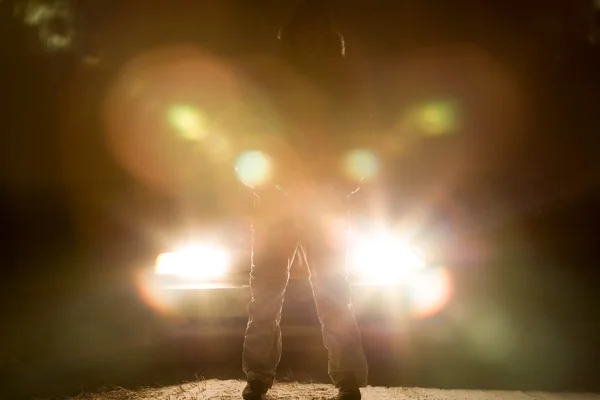 Standing In Front Of A Car — Stock Photo, Image