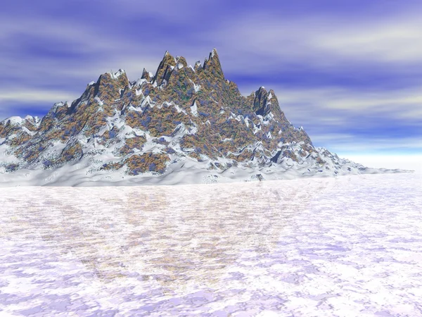 Berg som stiger ur snöiga plain — Stockfoto