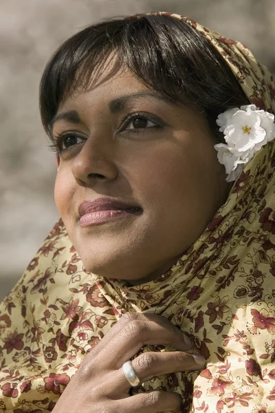 Young Woman With Traditional Head Scarf — Stock Photo, Image