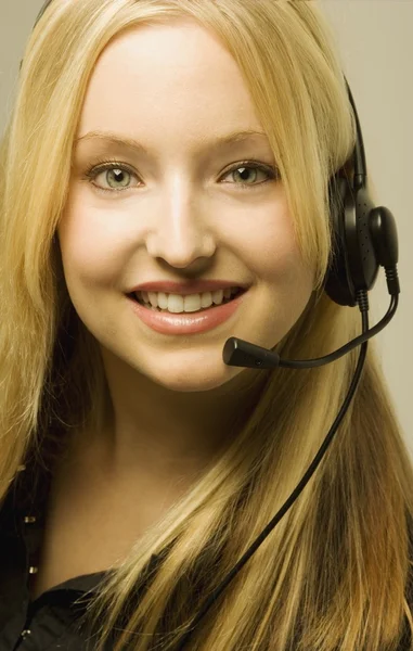 Young Woman With A Headset — Stock Photo, Image