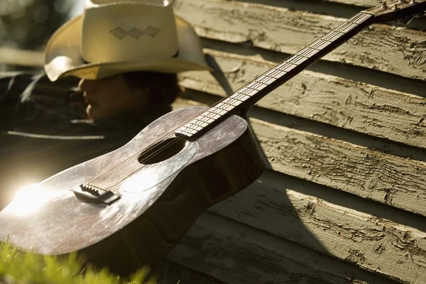 Cowboy And His Guitar — Stock Photo, Image