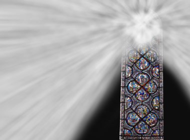 Chartres Cathedral Stained Glass Window With Light Shining Through clipart