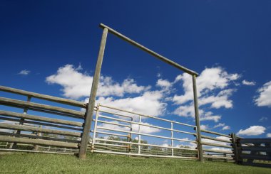 Fence And Gate On Farm clipart