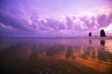 Okyanusu günbatımı, iğne kayalar, topu beach