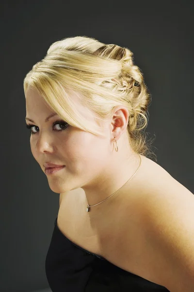 Young Woman In Black Dress — Stock Photo, Image