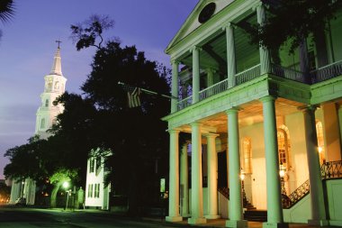 tarihi ana cadde, gece, charleston, Güney Karolina, ABD