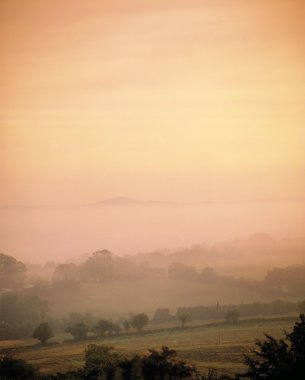 Co wexford, İrlanda. bir peyzaj üzerinde sis
