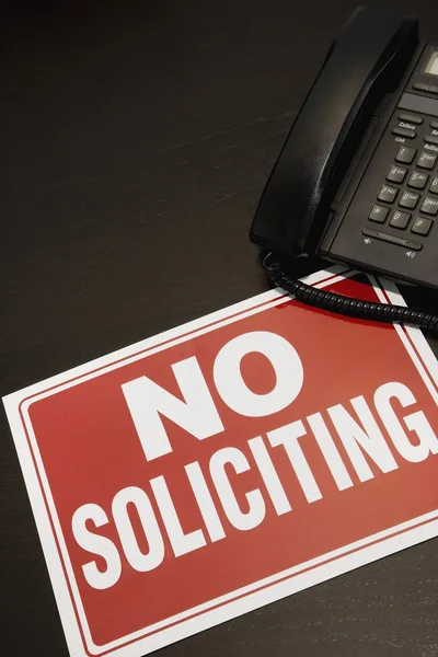 No Soliciting Sign With A Telephone — Stock Photo, Image