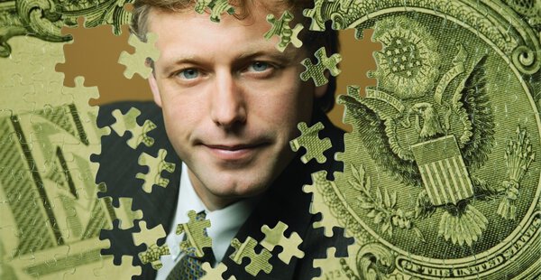 Composite Of A Business Man And A Us Dollar Bill