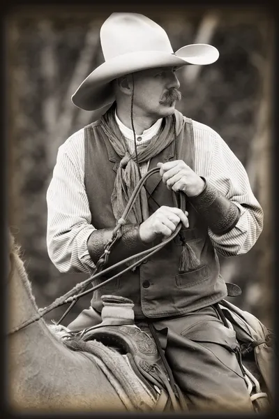 Cowboy a cavalo — Fotografia de Stock