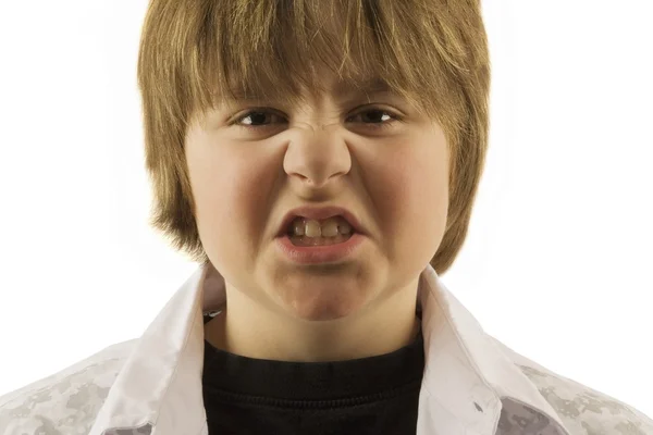 Giovane ragazzo making sciocco faccia — Foto Stock