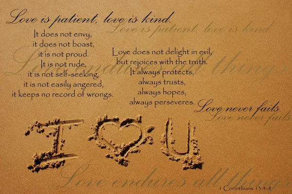 Глава о любви из 1-го Коринфянам 13: 4-8 — стоковое фото