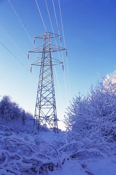 Strommasten im Winter — Stockfoto