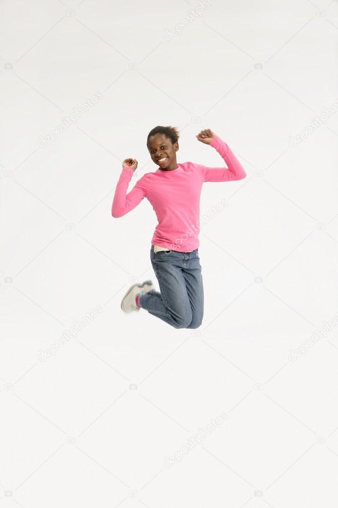 Front View Of Girl Jumping