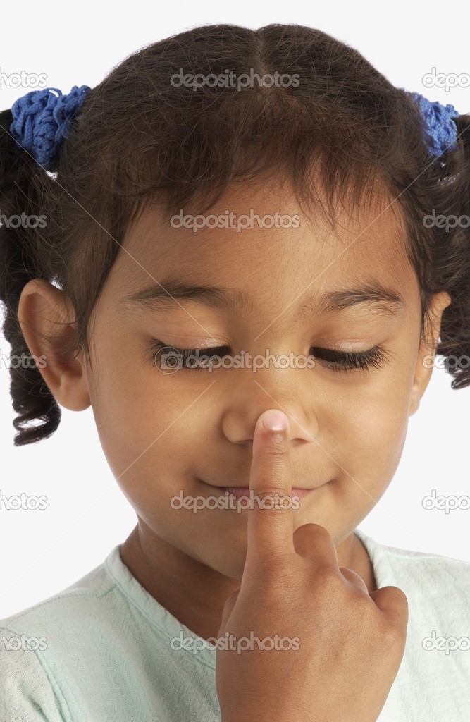 Girl Touching Her Nose