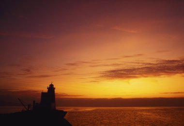 Dublin, İrlanda. dublin koyunda şafak poolbeg feneri