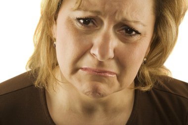 Orta yaşlı kadın üzülmüş